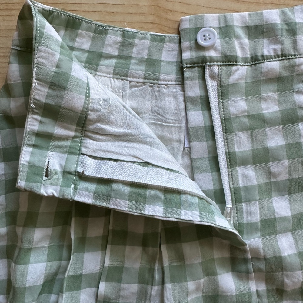 Princess Polly Gingham Pleated Checkered Mini Skirt in Sage Green/White - Size 2 - Picture 7 of 15